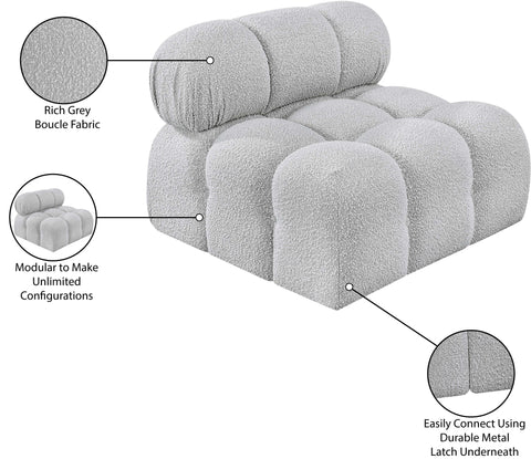 Darcy Grey Boucle Fabric Upholstered Armless Chair, 1 Piece