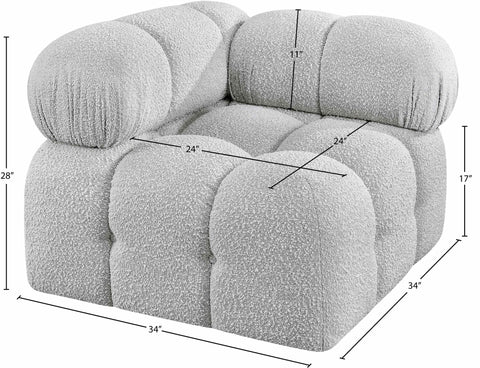 Darcy Grey Boucle Fabric Upholstered Corner Chair, 1 Piece