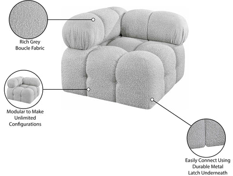 Darcy Grey Boucle Fabric Upholstered Corner Chair, 1 Piece