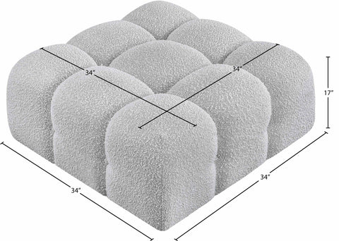 Darcy Grey Boucle Fabric Upholstered Ottoman, 1 Piece