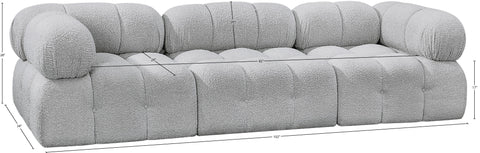 Darcy 102" Grey Boucle Fabric Upholstered Sofa, 3-Piece
