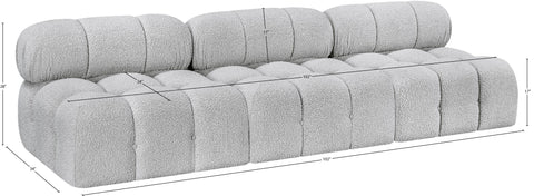Darcy 102" Grey Boucle Fabric Upholstered Armless Sofa, 3-Piece