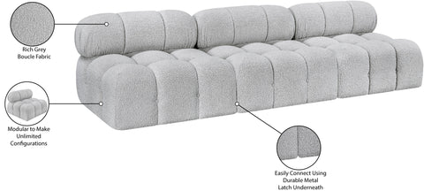 Darcy 102" Grey Boucle Fabric Upholstered Armless Sofa, 3-Piece