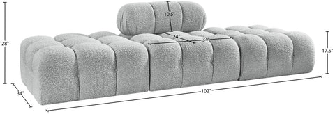 Darcy 102" Grey Boucle Fabric Upholstered Sofa, 3-Piece (Style 2)