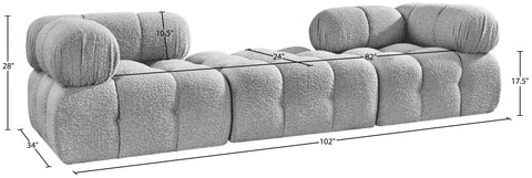 Darcy 102" Grey Boucle Fabric Upholstered Sofa, 3-Piece (Style 3)
