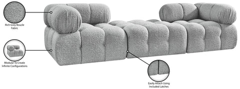 Darcy 102" Grey Boucle Fabric Upholstered Sofa, 3-Piece (Style 3)