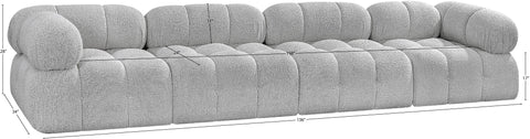 Darcy 136" Grey Boucle Fabric Upholstered Sofa, 4-Piece