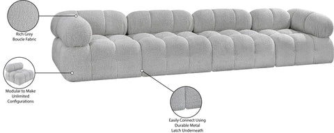 Darcy 136" Grey Boucle Fabric Upholstered Sofa, 4-Piece