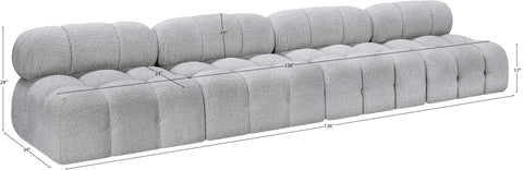 Darcy 136" Grey Boucle Fabric Upholstered Armless Sofa, 4-Piece