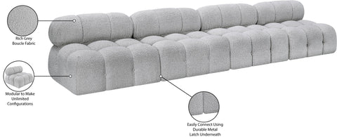 Darcy 136" Grey Boucle Fabric Upholstered Armless Sofa, 4-Piece