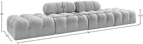 Darcy 136" Grey Boucle Fabric Upholstered Sofa, 4-Piece (Style 2)