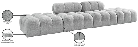 Darcy 136" Grey Boucle Fabric Upholstered Sofa, 4-Piece (Style 2)