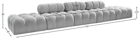Darcy 170" Grey Boucle Fabric Upholstered Sofa, 5-Piece