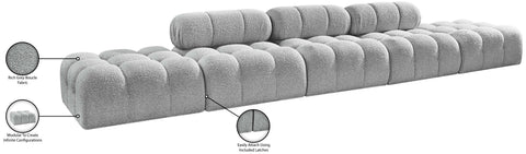 Darcy 170" Grey Boucle Fabric Upholstered Sofa, 5-Piece