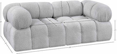 Darcy 68" Grey Boucle Fabric Upholstered Loveseat, 2-Piece