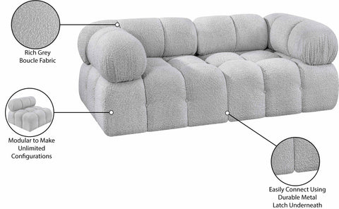Darcy 68" Grey Boucle Fabric Upholstered Loveseat, 2-Piece
