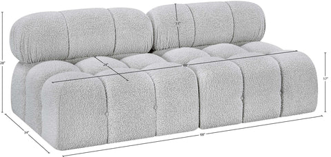 Darcy 68" Grey Boucle Fabric Upholstered Armless Loveseat, 2-Piece
