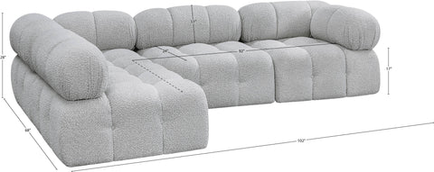Darcy 102" Grey Boucle Fabric Upholstered Sectional, 4-Piece