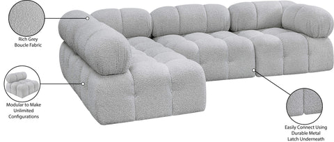 Darcy 102" Grey Boucle Fabric Upholstered Sectional, 4-Piece