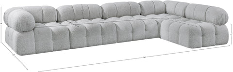 Darcy 136" Grey Boucle Fabric Upholstered Sectional, 5-Piece