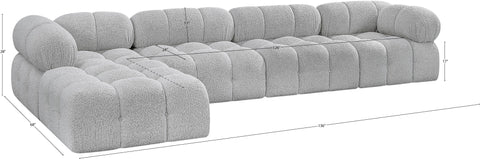 Darcy 136" Grey Boucle Fabric Upholstered Sectional, 5-Piece (Style 2)
