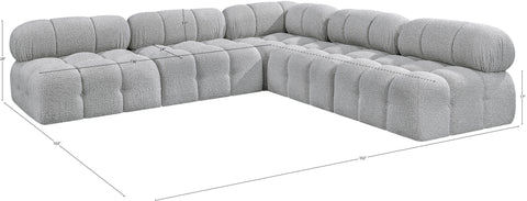 Darcy 102" Grey Boucle Fabric Upholstered Sectional, 5-Piece