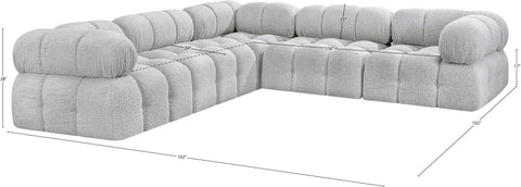 Darcy 102" Grey Boucle Fabric Upholstered Sectional, 5-Piece (Style 2)