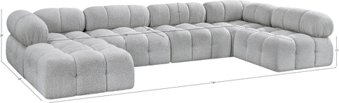 Darcy 136" Grey Boucle Fabric Upholstered Sectional, 6-Piece