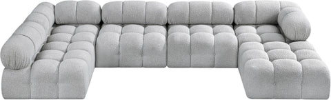 Niya Grey Boucle Fabric Modular Sectional Sec6A