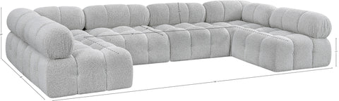 Darcy 136" Grey Boucle Fabric Upholstered Sectional, 6-Piece (Style 2)