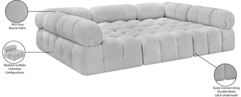 Darcy 102" Grey Boucle Fabric Upholstered Sectional, 6-Piece