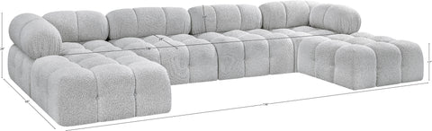 Darcy 136" Grey Boucle Fabric Upholstered Sectional, 6-Piece (Style 3)