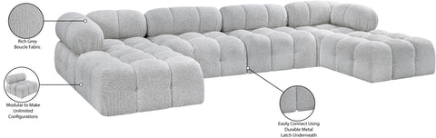 Darcy 136" Grey Boucle Fabric Upholstered Sectional, 6-Piece (Style 3)