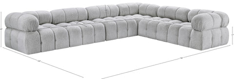 Darcy 136" Grey Boucle Fabric Upholstered Sectional, 6-Piece (Style 4)