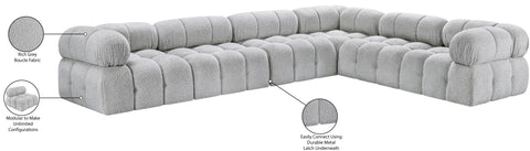 Darcy 136" Grey Boucle Fabric Upholstered Sectional, 6-Piece (Style 4)