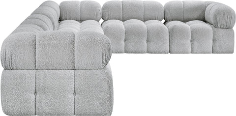 Niya Grey Boucle Fabric Modular Sectional Sec6F