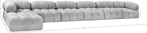 Darcy 204" Grey Boucle Fabric Upholstered Sectional, 7-Piece (Style 2)