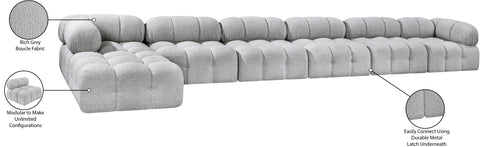 Darcy 204" Grey Boucle Fabric Upholstered Sectional, 7-Piece (Style 2)