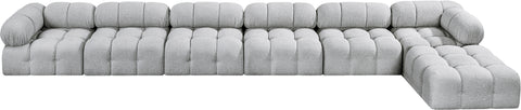 Darcy 204" Grey Boucle Fabric Upholstered Sectional, 7-Piece (Style 2)
