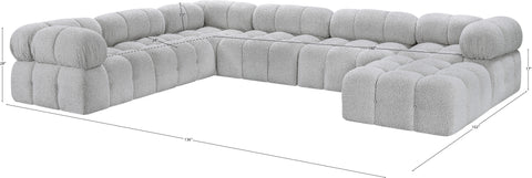 Darcy 136" Grey Boucle Fabric Upholstered Sectional, 7-Piece