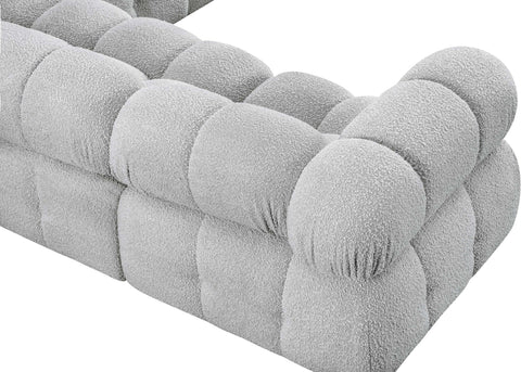 Darcy 136" Grey Boucle Fabric Upholstered Sectional, 7-Piece