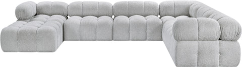 Darcy 136" Grey Boucle Fabric Upholstered Sectional, 7-Piece