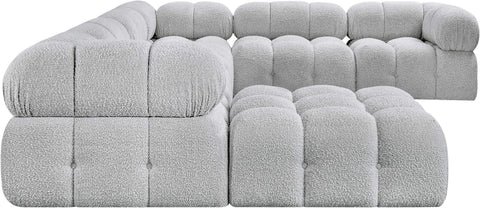 Darcy 136" Grey Boucle Fabric Upholstered Sectional, 7-Piece