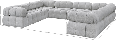Darcy 136" Grey Boucle Fabric Upholstered Sectional, 8-Piece