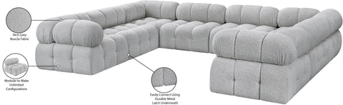 Darcy 136" Grey Boucle Fabric Upholstered Sectional, 8-Piece