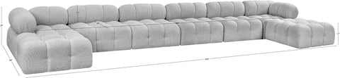 Darcy 204" Grey Boucle Fabric Upholstered Sectional, 8-Piece