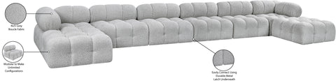 Darcy 204" Grey Boucle Fabric Upholstered Sectional, 8-Piece