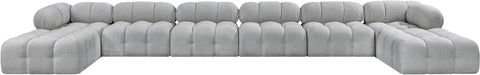 Darcy 204" Grey Boucle Fabric Upholstered Sectional, 8-Piece