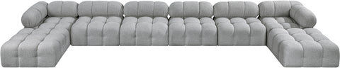 Darcy 204" Grey Boucle Fabric Upholstered Sectional, 8-Piece