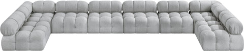 Darcy 204" Grey Boucle Fabric Upholstered Sectional, 8-Piece